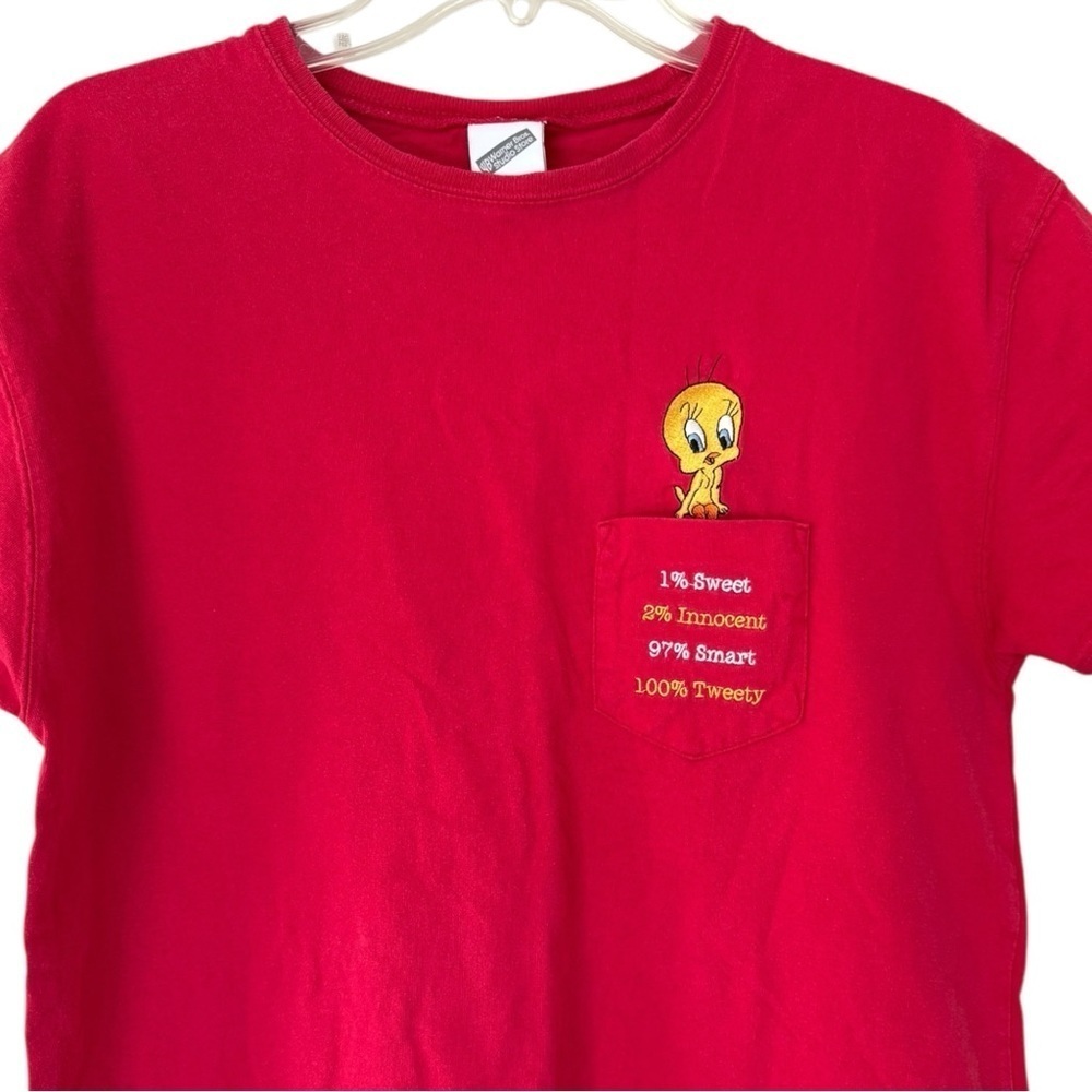 Vintage Tweety Bird Shirt Size Medium Red Warner Bros Loony Tunes Y2K 90s - Picture 2 of 7